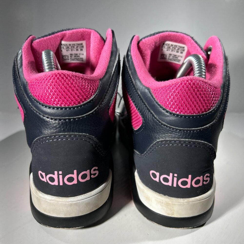 Adidas Neo Girls Fashion Sneakers Hightop Shoes Size 5 Black Gray Pink Youth Gym - Picture 6 of 12